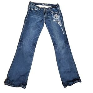Trinity Ranch Jeans  Womens 15 Blue Distressed Embellished Studs Cowgirl 34Wx35L